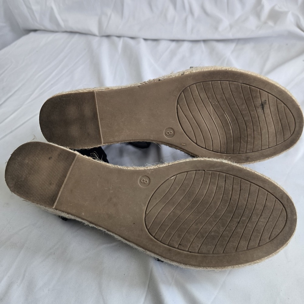 Michael Shannon Bridgette Black Suede Espadrille Wedge Sandals Ankle Strap 8 - Picture 4 of 6